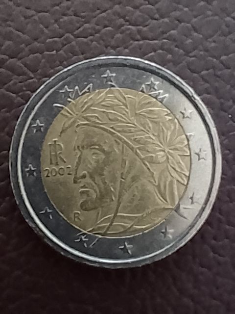 2 Euro Münze 2002 Danthe Alighieri Italien Vorderseite