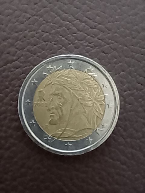 2 Euro Münze Italien Dante Alighieri 2002 Vorderseite