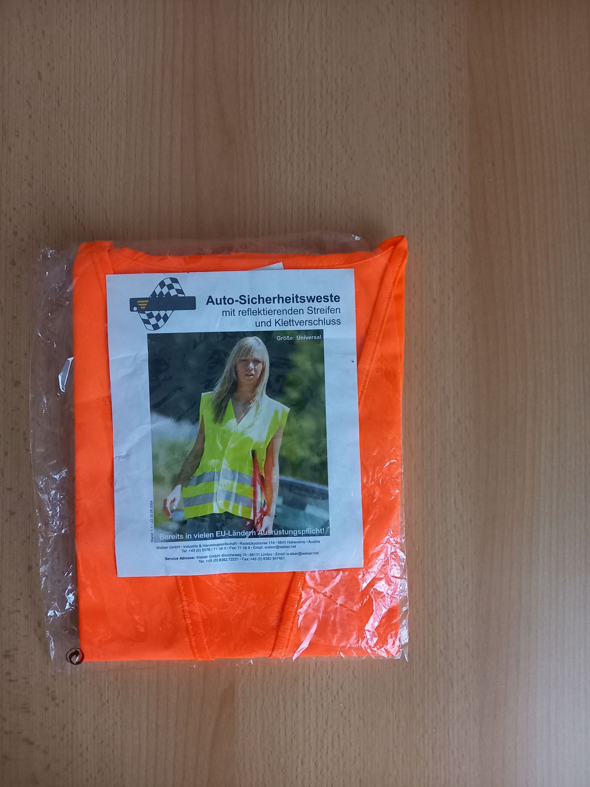 Auto-Sicherheitsweste-Orange-Neu-Vorderseite Bild