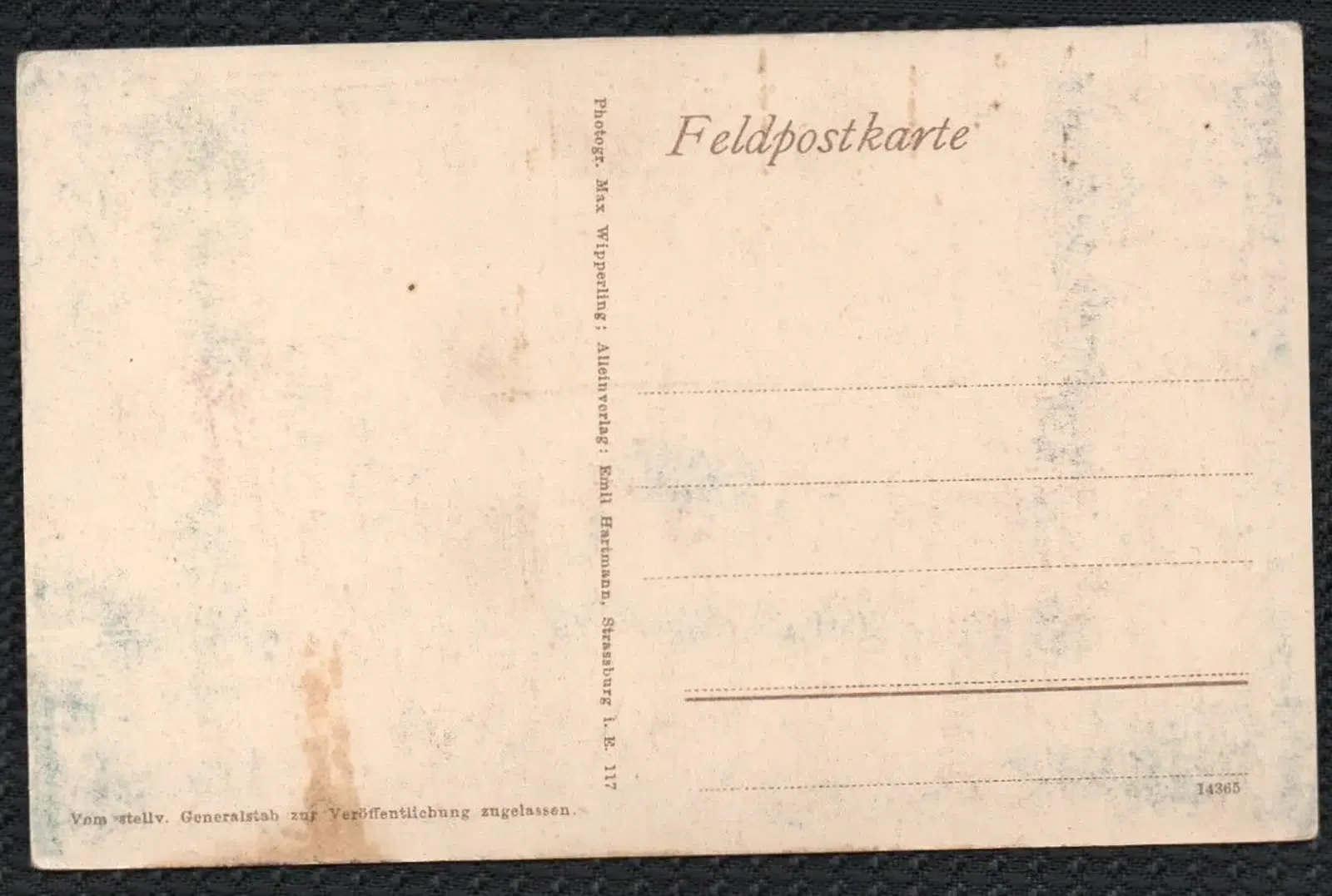 Bild Postkarte 1914 Westlicher Kriegsschauplatz Freischwimmbad in Allarmont Rückseite