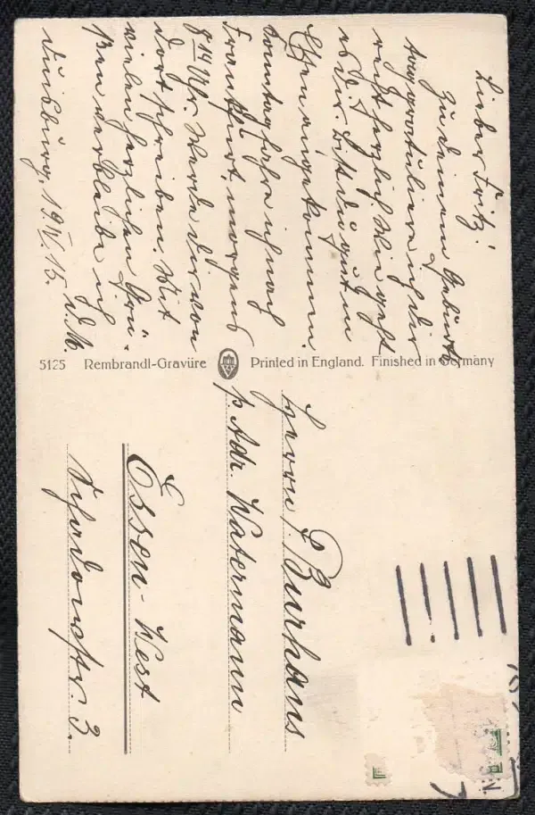 Postkarte Segelboot aus dem Jahren ca. 1914-1917 rückseite