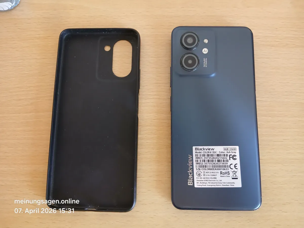 Blackview Color8 Schwarz mit Schutzhülle Rückseite Kamera 