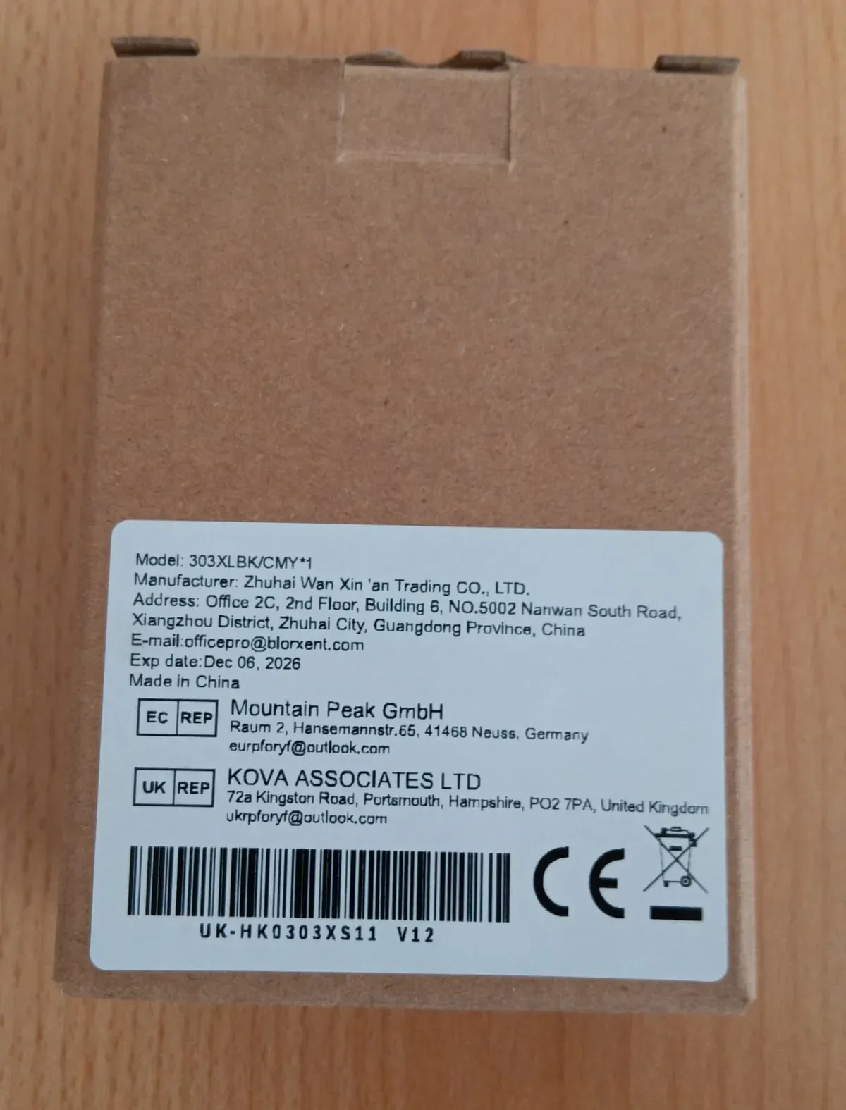 1x Tinte HP 303XL mit Beschreibung in Verpackung Farbe 