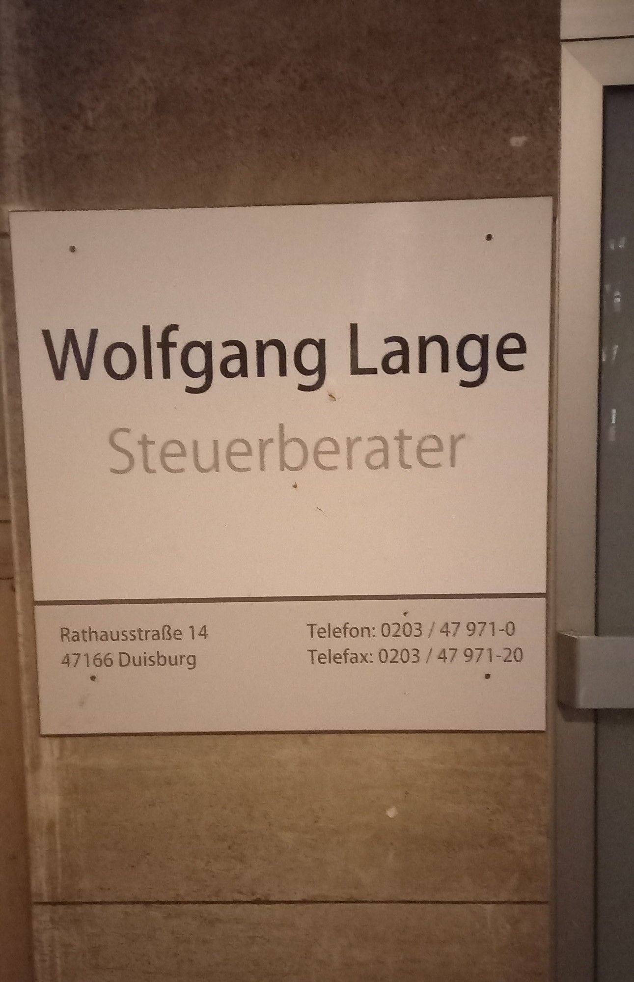 Duisburg Hamborn Rathausstraße  Wolfgang Lange Steuerberater