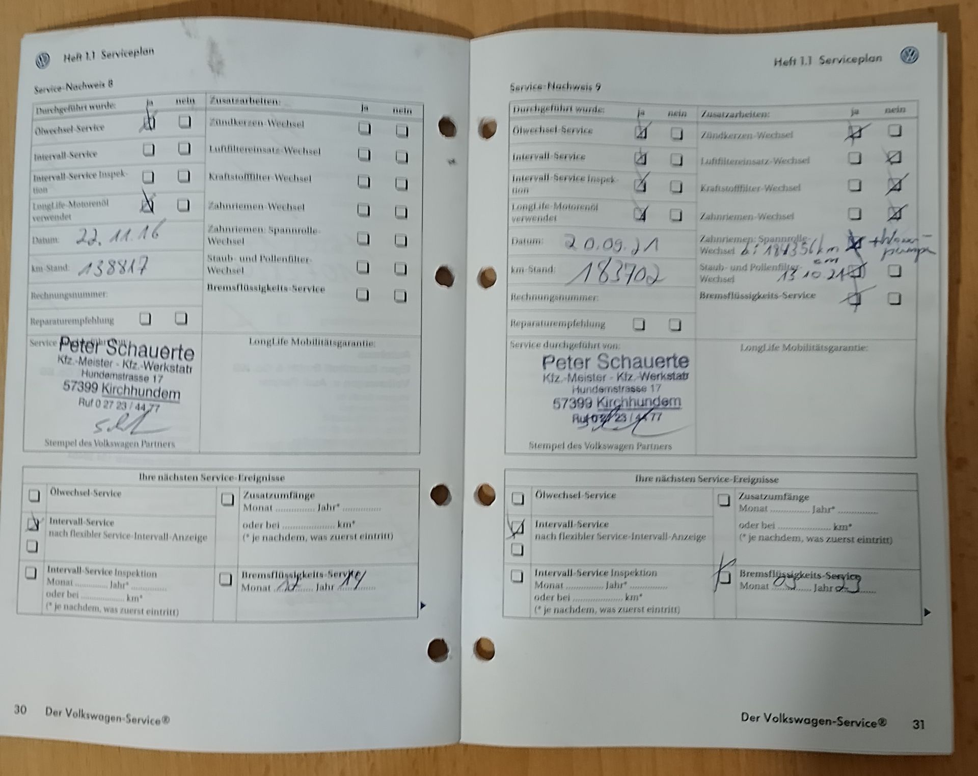 Golf 5 Baujahr 2004-Serviceheft