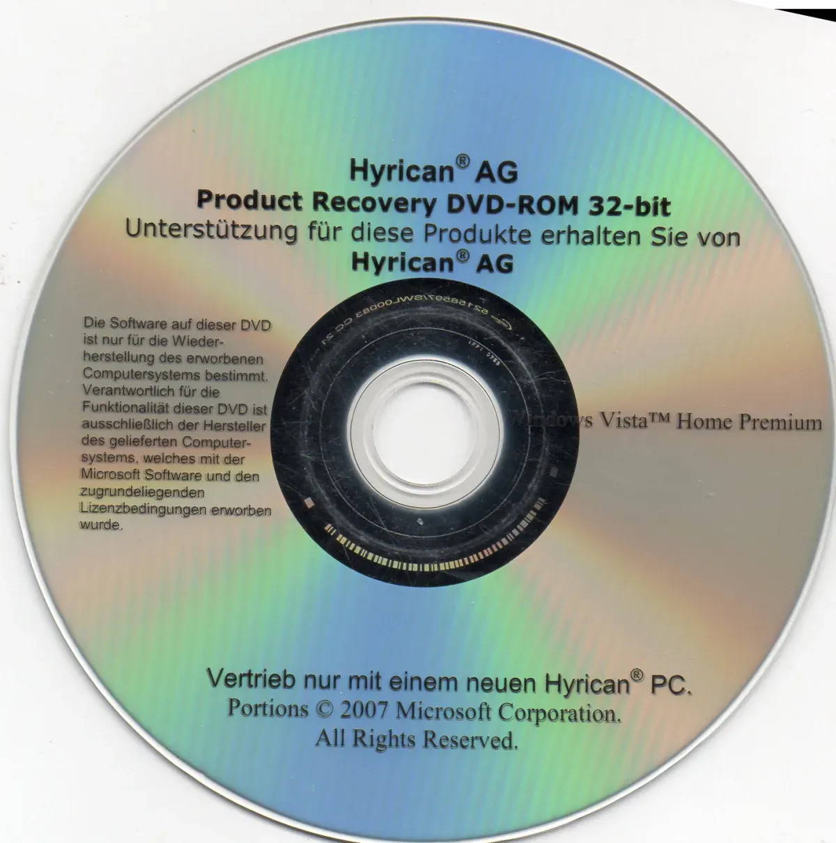 Windows Vista Home – Hyrican Recovery DVD