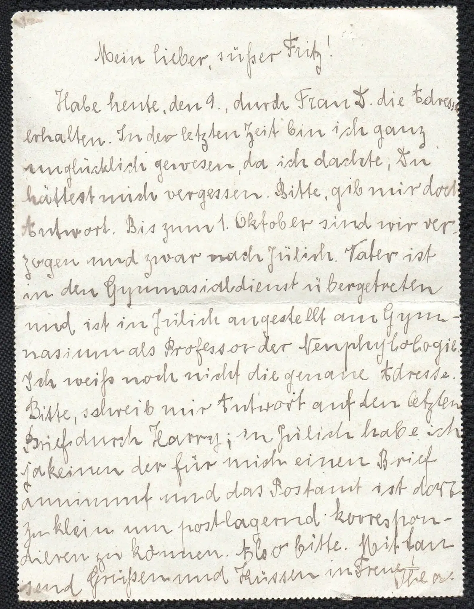 Kartenbrief 8.9.1914 Rückseite