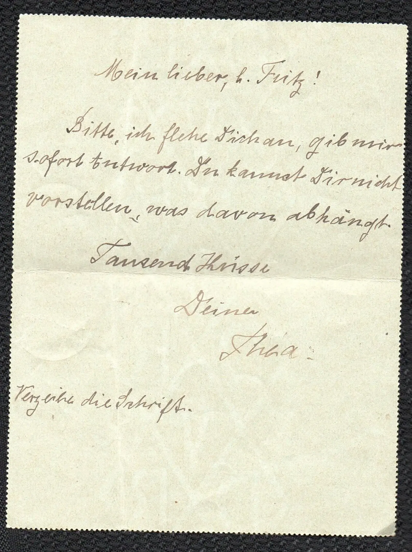 Kartenbrief Ratingen 1915 Rückseite