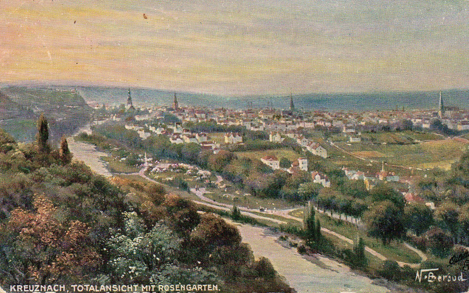 Postkarte Kreuznach Rosengarten
