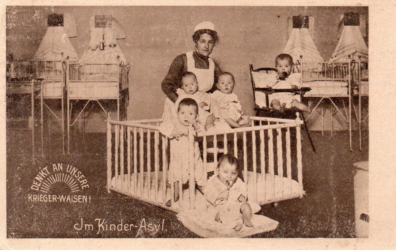 Postkarte denk an Unsere Krieger-Waisen