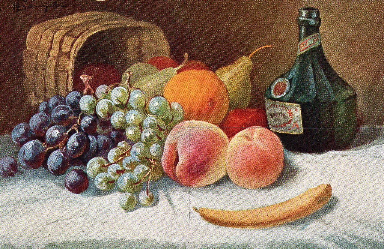 Postkarte 1914 Obstkorb