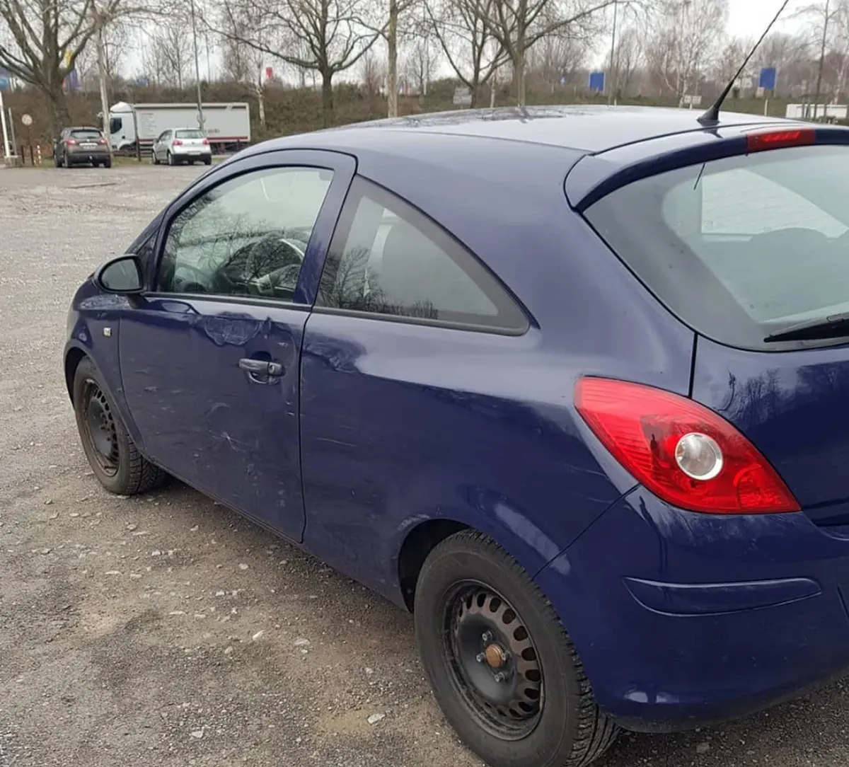 Opel Corsa Blau 3 Türer Baujahr 2009 Fahrerseite Heck