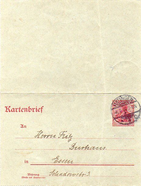 Kartenbrief Ratingen mit Poststempel ca.1939-1940
