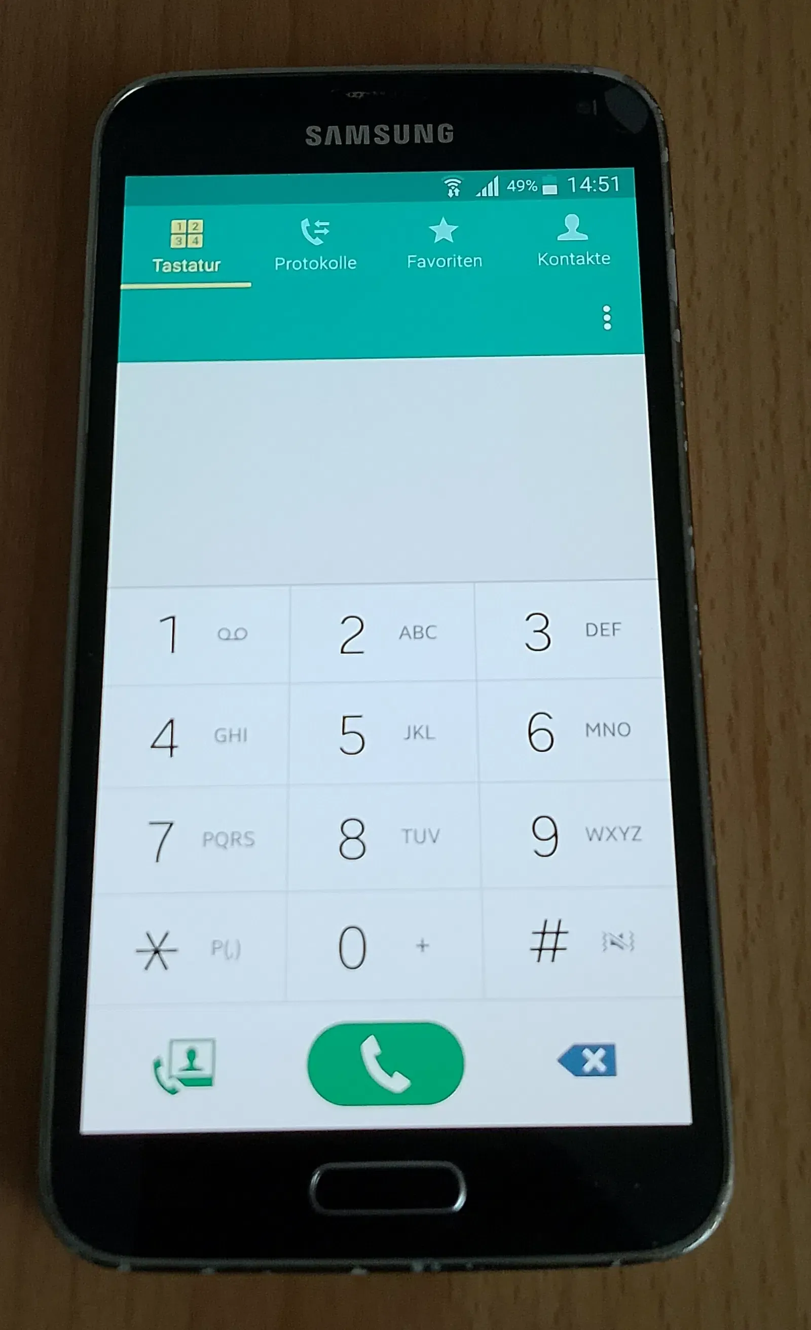 Samsung S5-Eingabe Zahlenblock-Eingabe-Menü