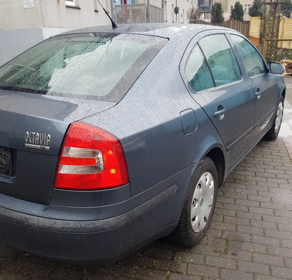 Skoda Octavia Blau Grau Limousine Fahrerseite Türen Teil Heck 