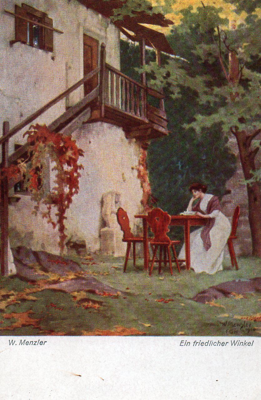 Postkarte Ein friedlicher Winkel von W. Menzler von 1917
