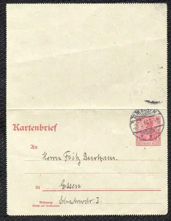 Kartenbrief Ratingen 1915-1916  Vorderseite