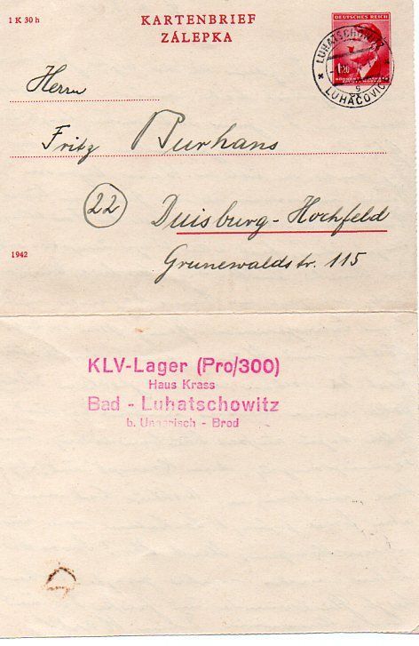 KLV Lager pro 300 Haus Krass Bad Luhatschowitz b. Unnisch - Brod