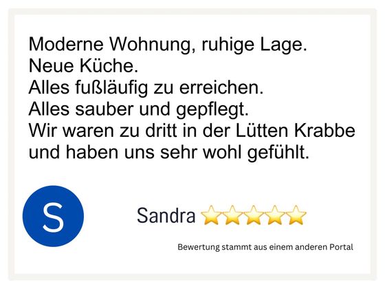 Bewertung von unseren Gästen zur FeWo Lütte Krabbe in Bensersiel: 