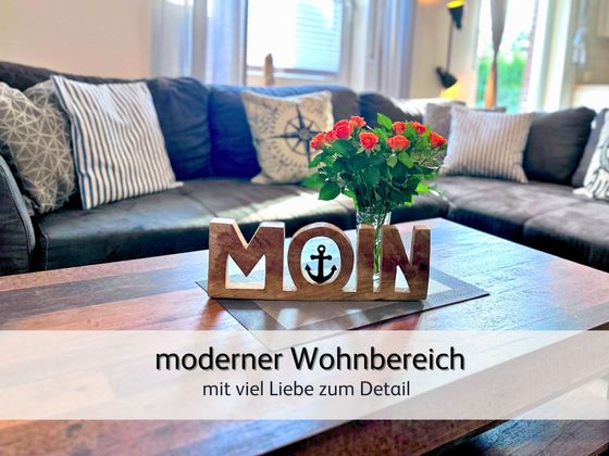 Nahaufnahme der liebevollen Deko der FeWo Robbe 2 in Bensersiel