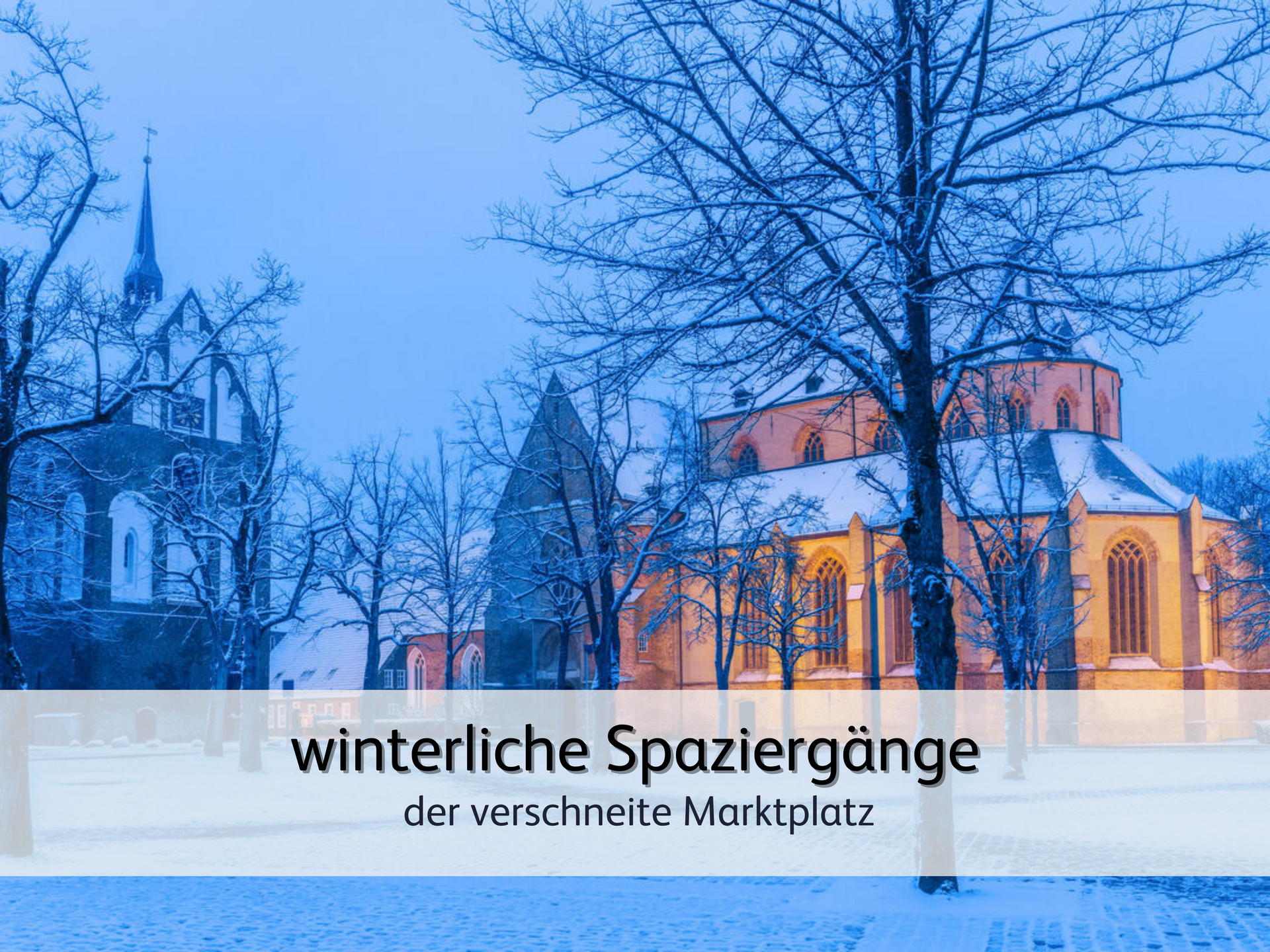 Die verschneite Kirche in Norddeich bei Abenddämmerung