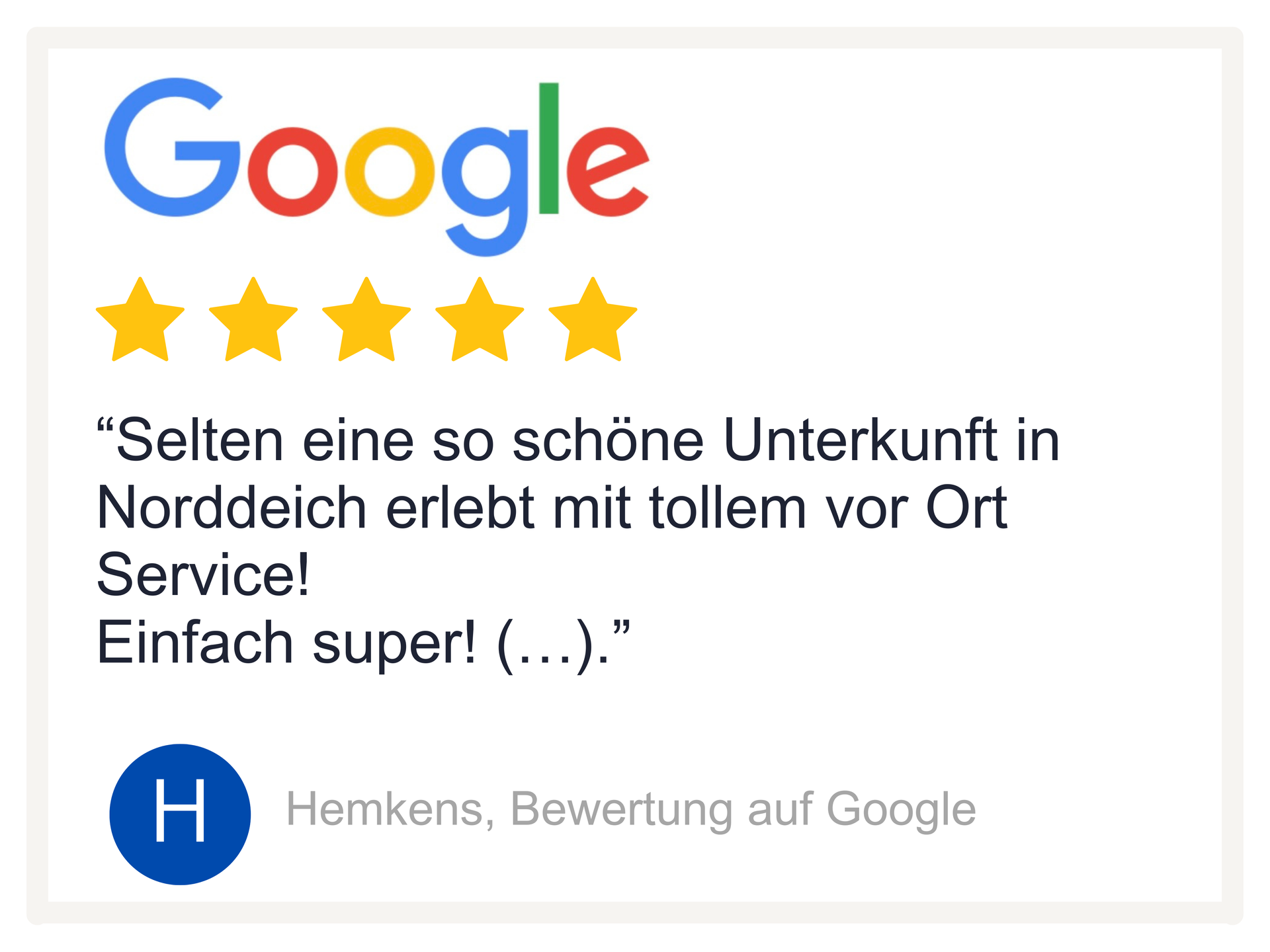 Bewertung von unseren Gästen zur FeWo StrandART in Norddeich: 