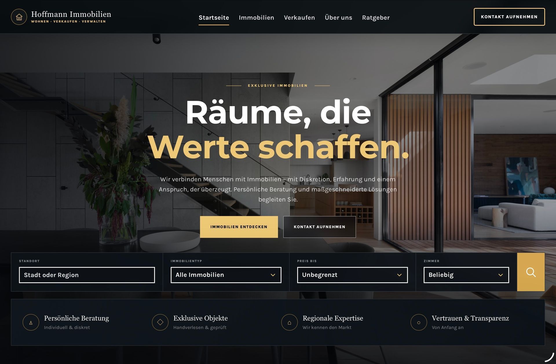 Webdesign-Beispiel für Immobilien