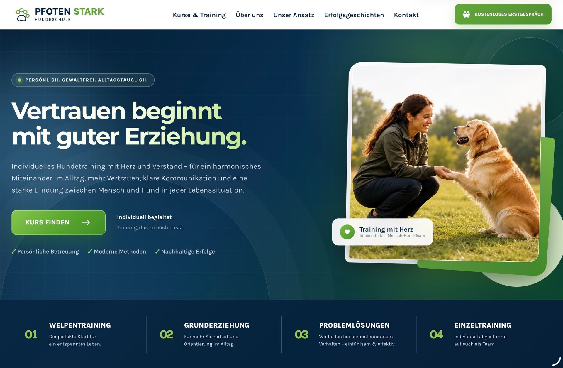 Webdesign-Beispiel für Tierdienstleistungen
