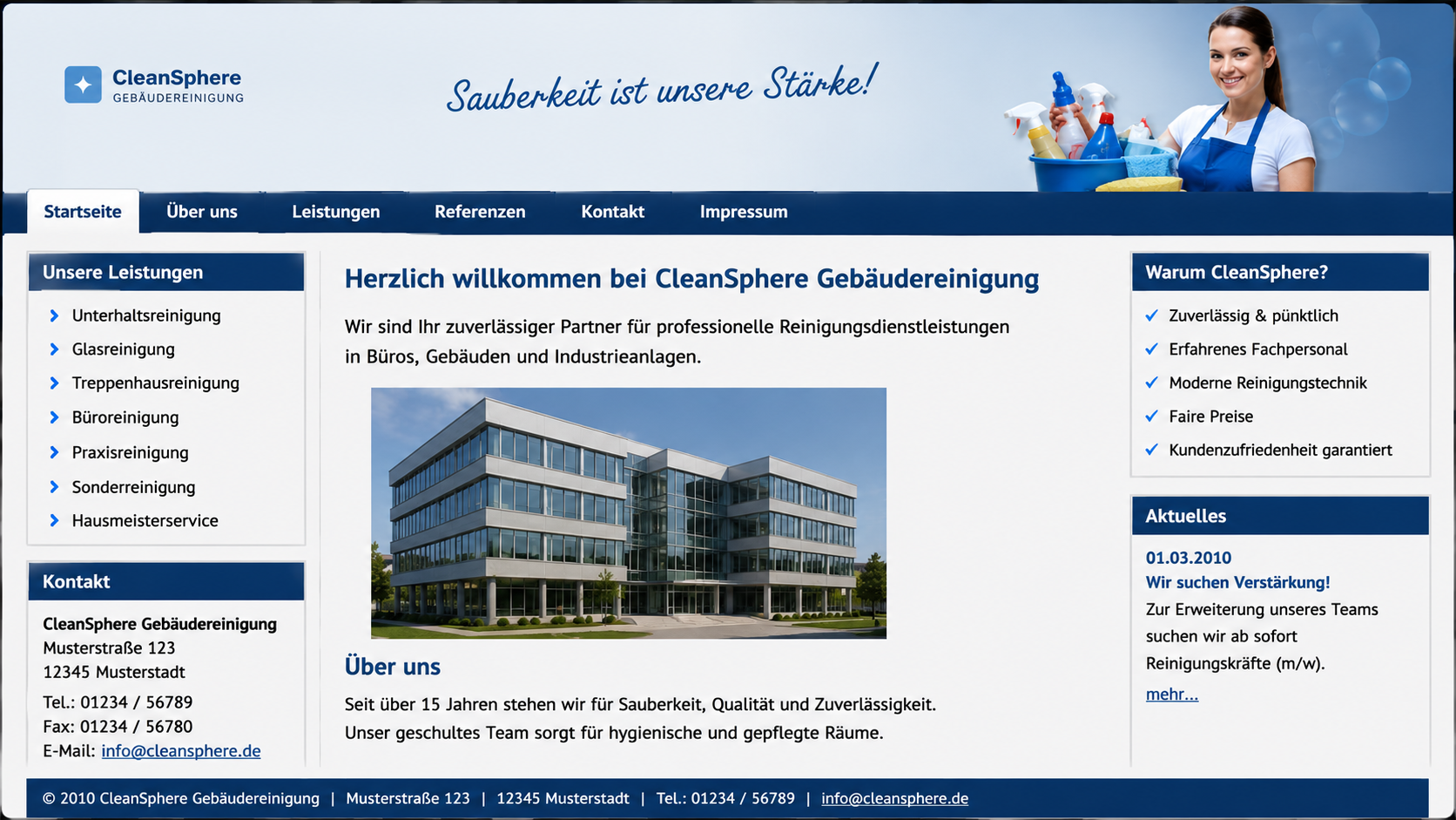 Vorher-Demo für Gebäudereinigung