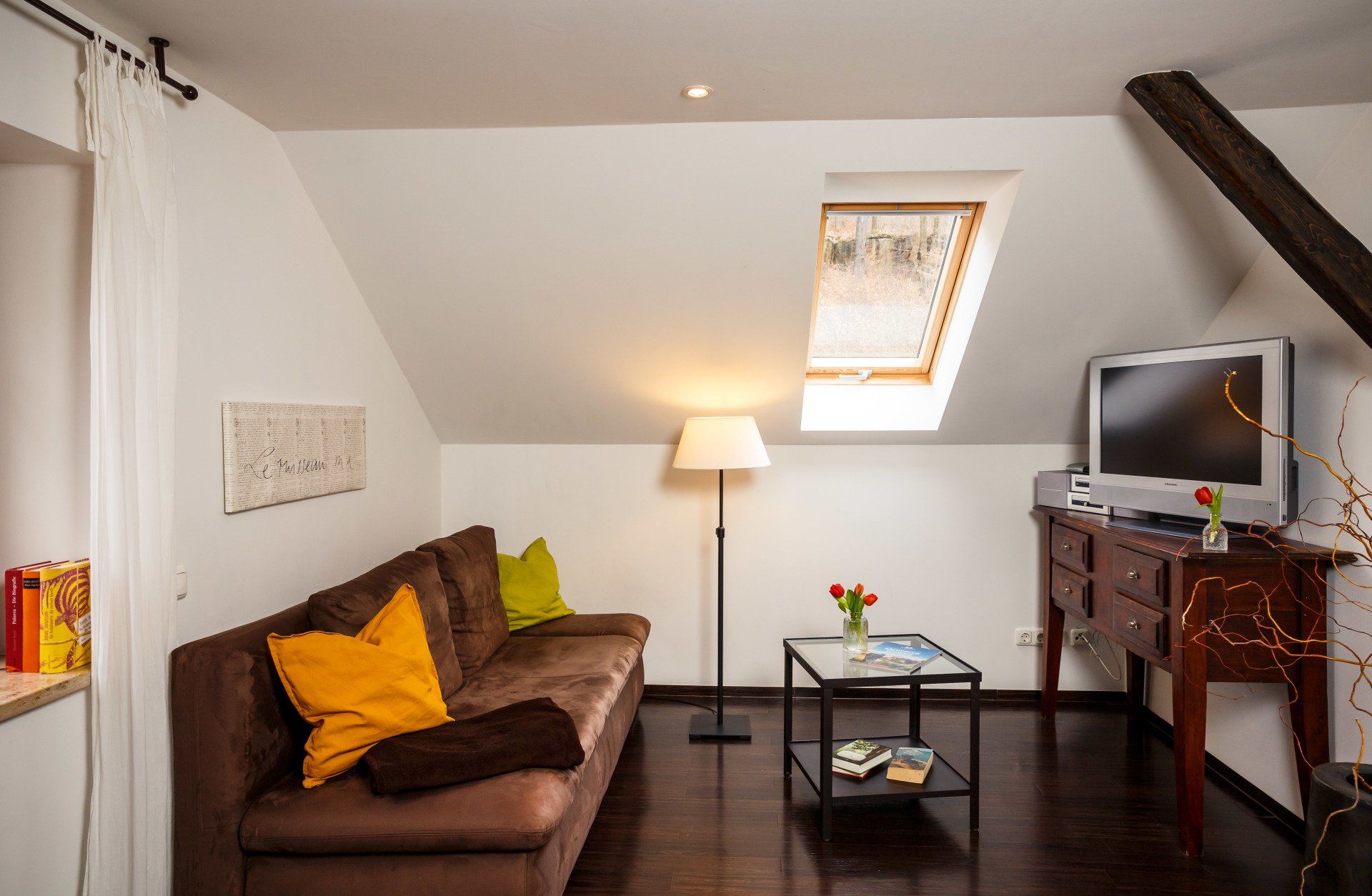 Wohnbereich Ferienwohnung klettern wandern Holzschuhmühle Bielatal