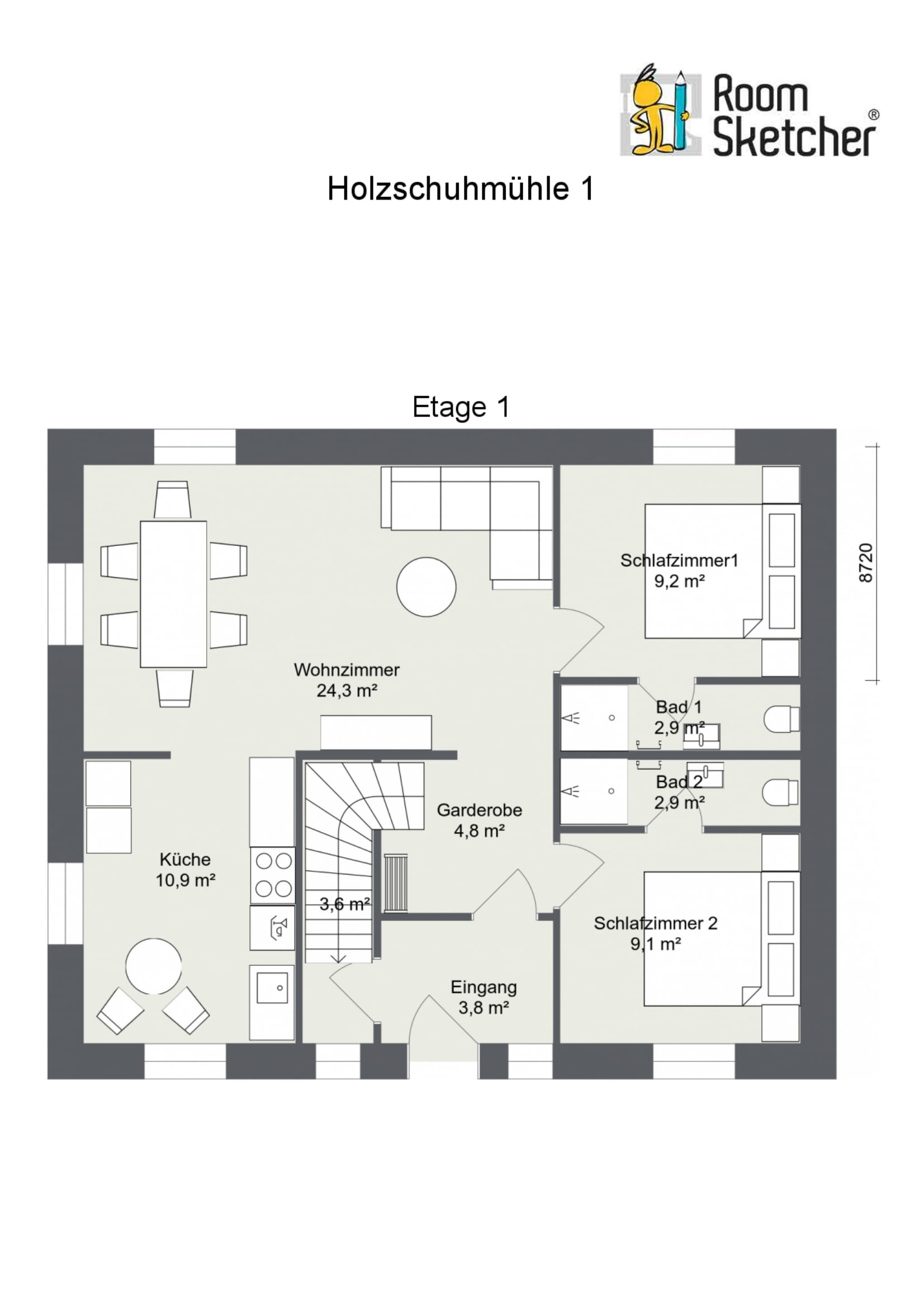 Grundriss Ferienwohnung Sächsische Schweiz Holzschuhmühle Bielatal