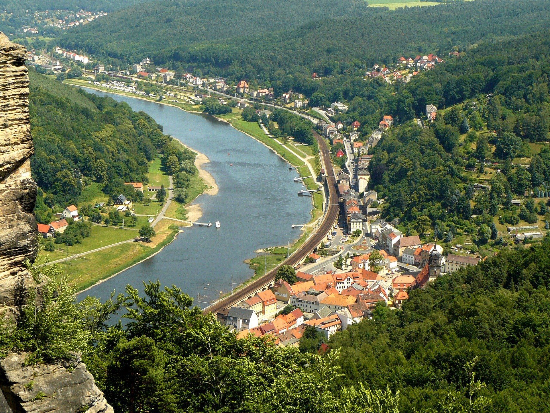 Blick Festung Königstein Elbe Aussicht Sächsische Schweiz