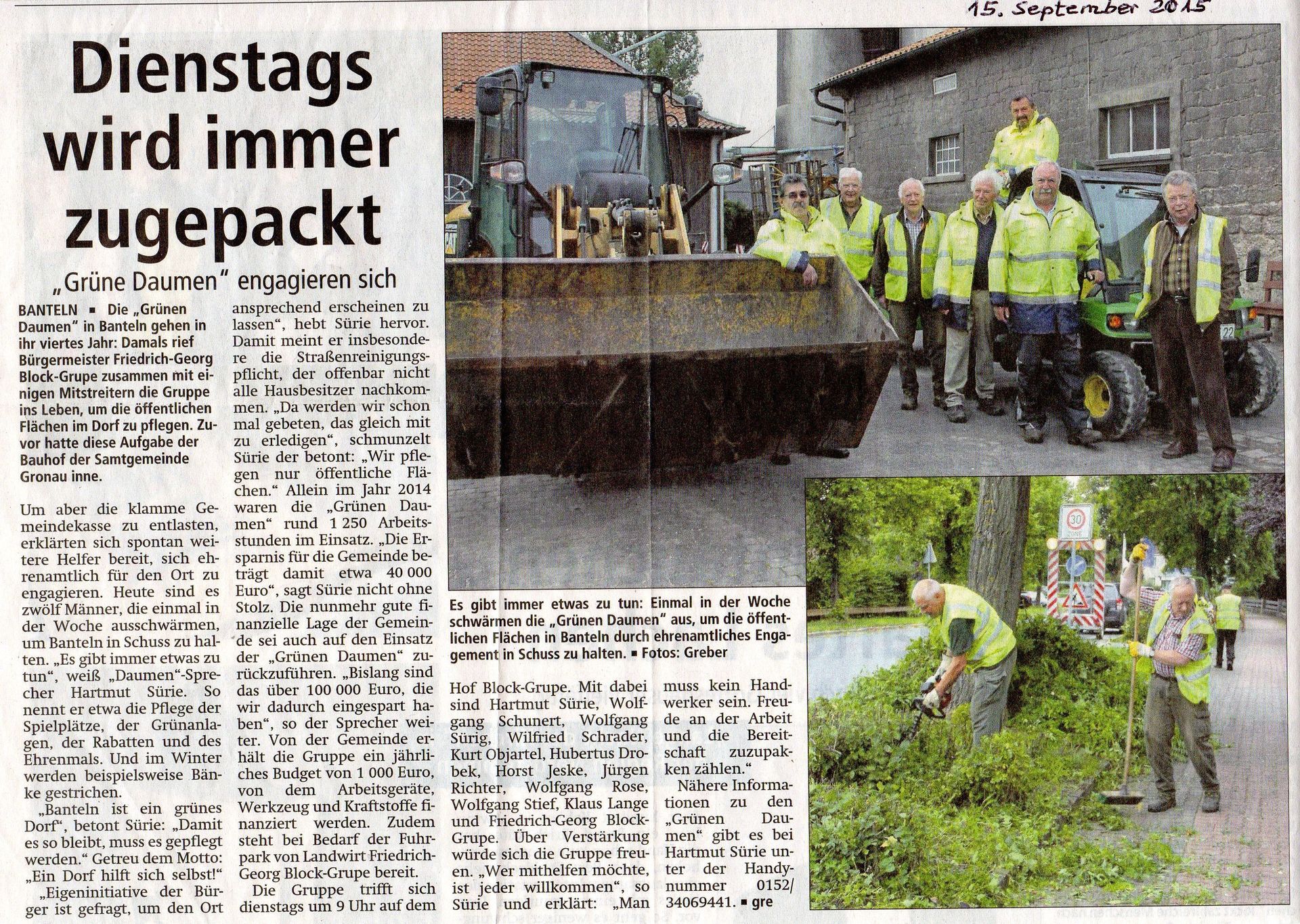 Zeitungsartikel Grüner Daumen