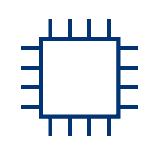 Blue computer chip icon