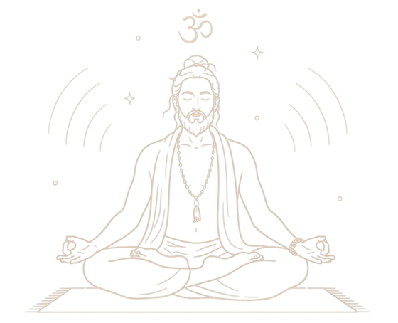 Meditating yogic figure with Om symbol
