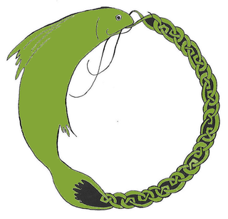 MMS Counseling logo: A black and green drawing of a salmon biting its tail creating a circular shape in the process. The salmon's tail is braided in a Celtic knot style.