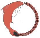 MMS Counseling logo: A black and pink drawing of a salmon biting its tail creating a circular shape in the process. The salmon's tail is braided in a Celtic knot style.