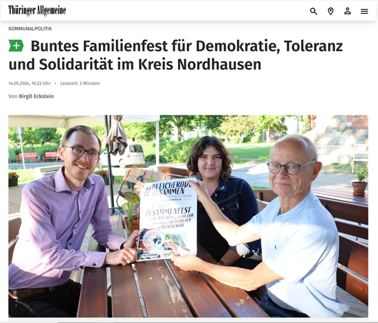 Buntes Zusammenfest, Demokratie, Toleranz und Solidarität im Kreis Nordhausen