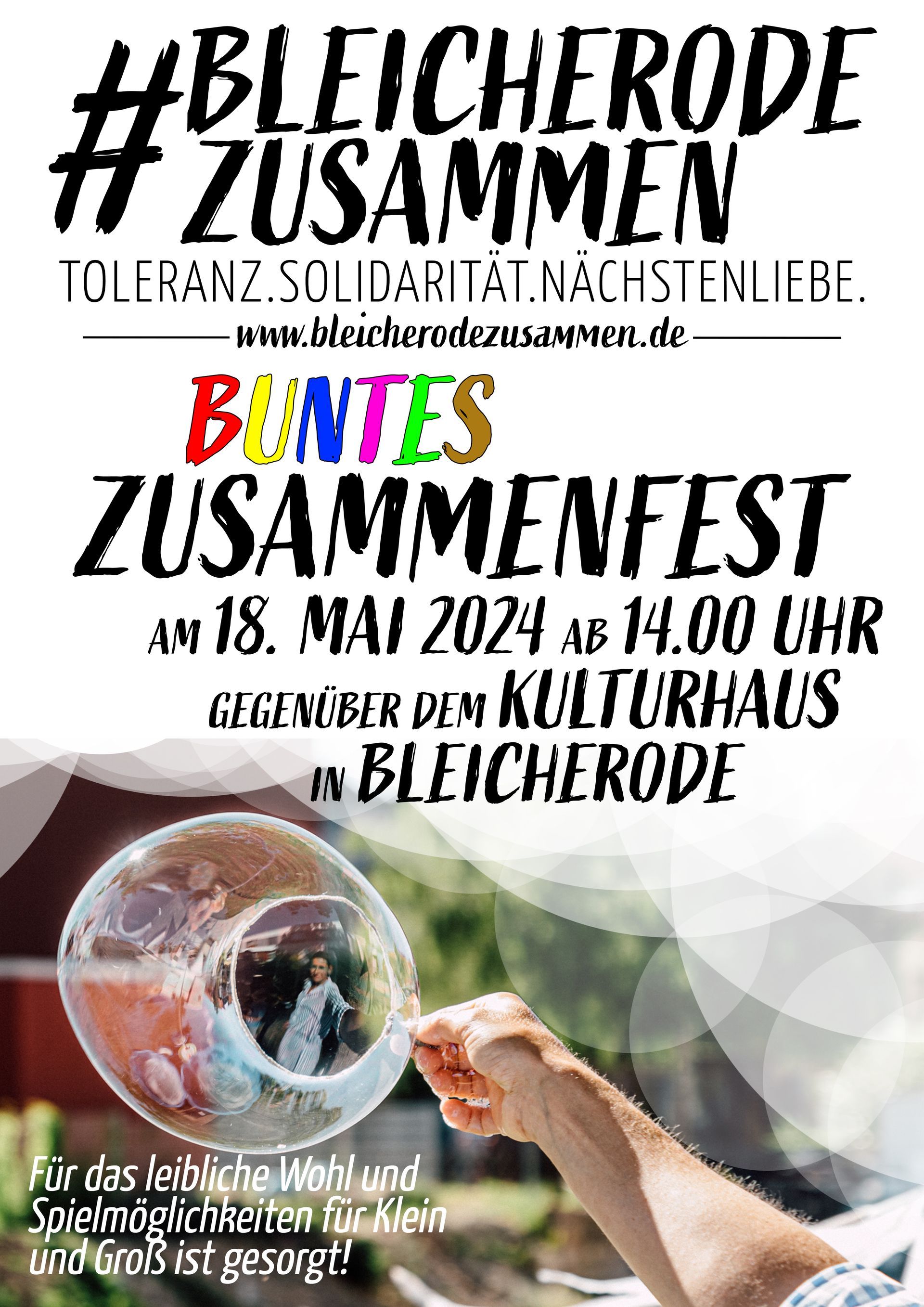 buntes Zusammenfest am 18.Mai 2024 um 14Uhr in Bleicherode