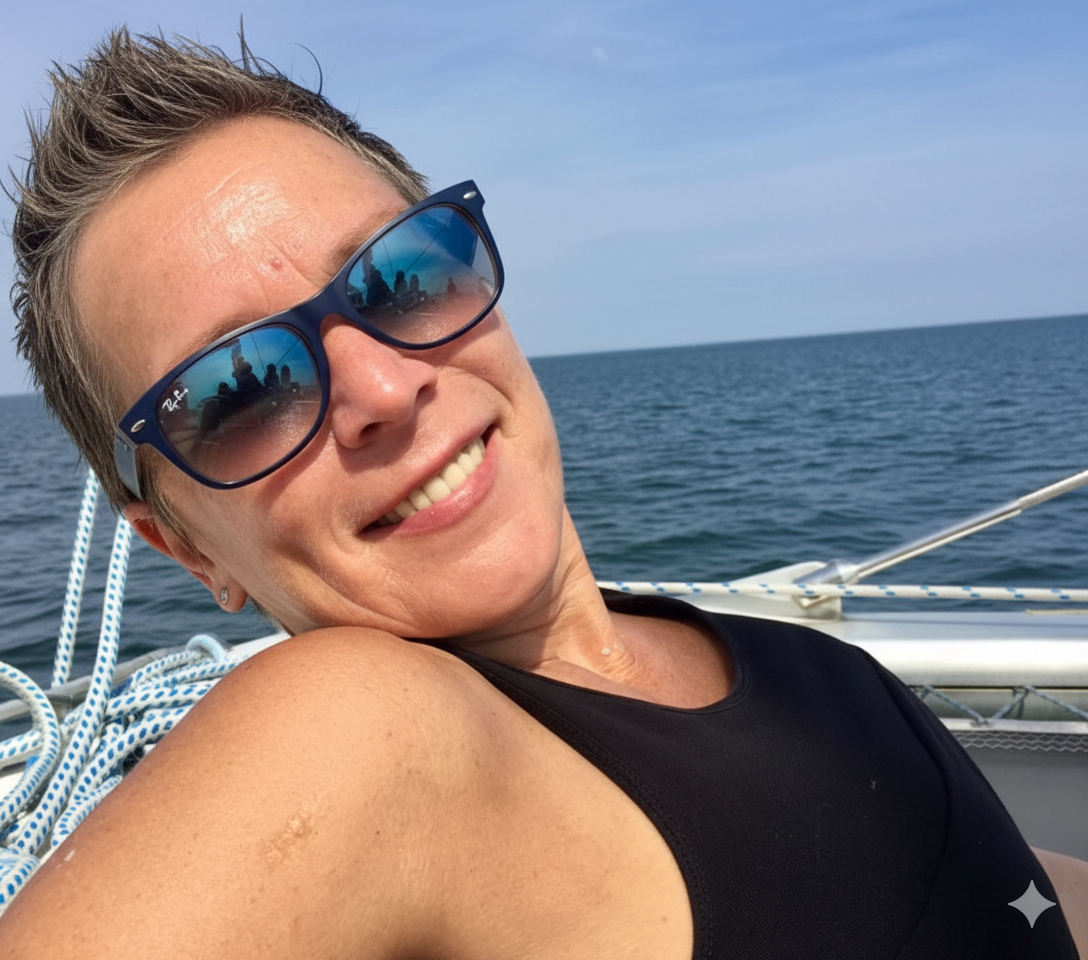 Lena Ladleif auf dem Boot