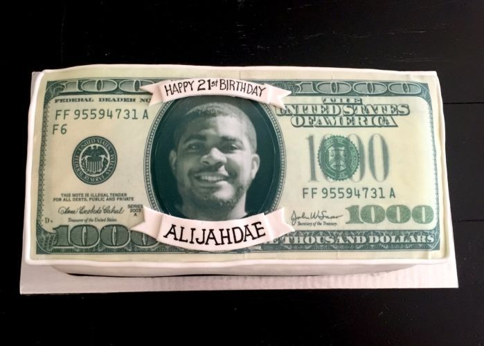 money cake, dollar bill cake