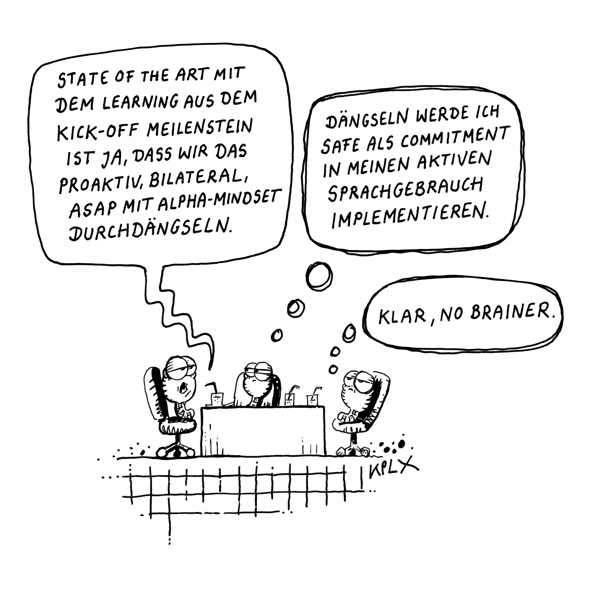 comic mit Würmern in einer Besprechung