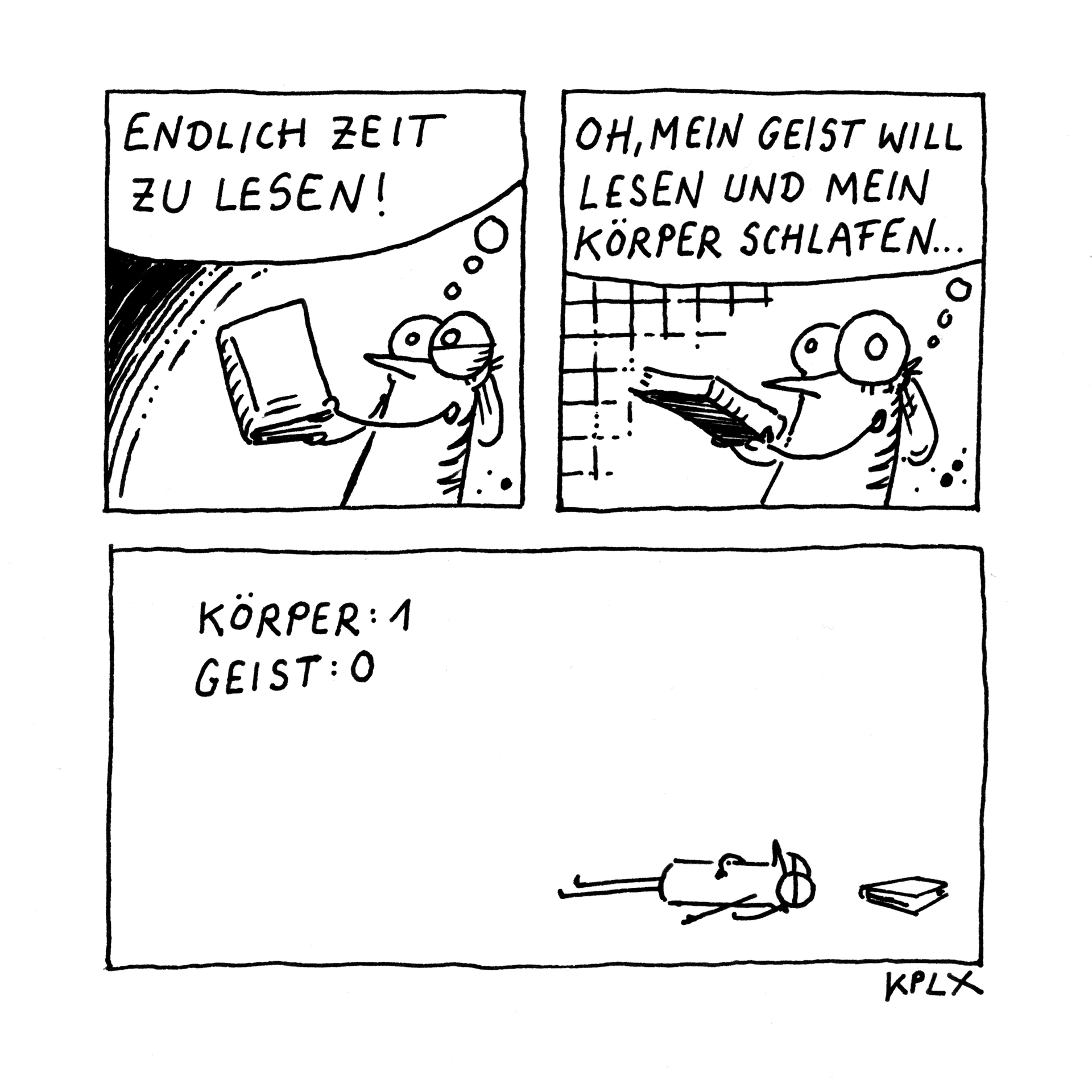 Comic über das Lesen und Schlafen