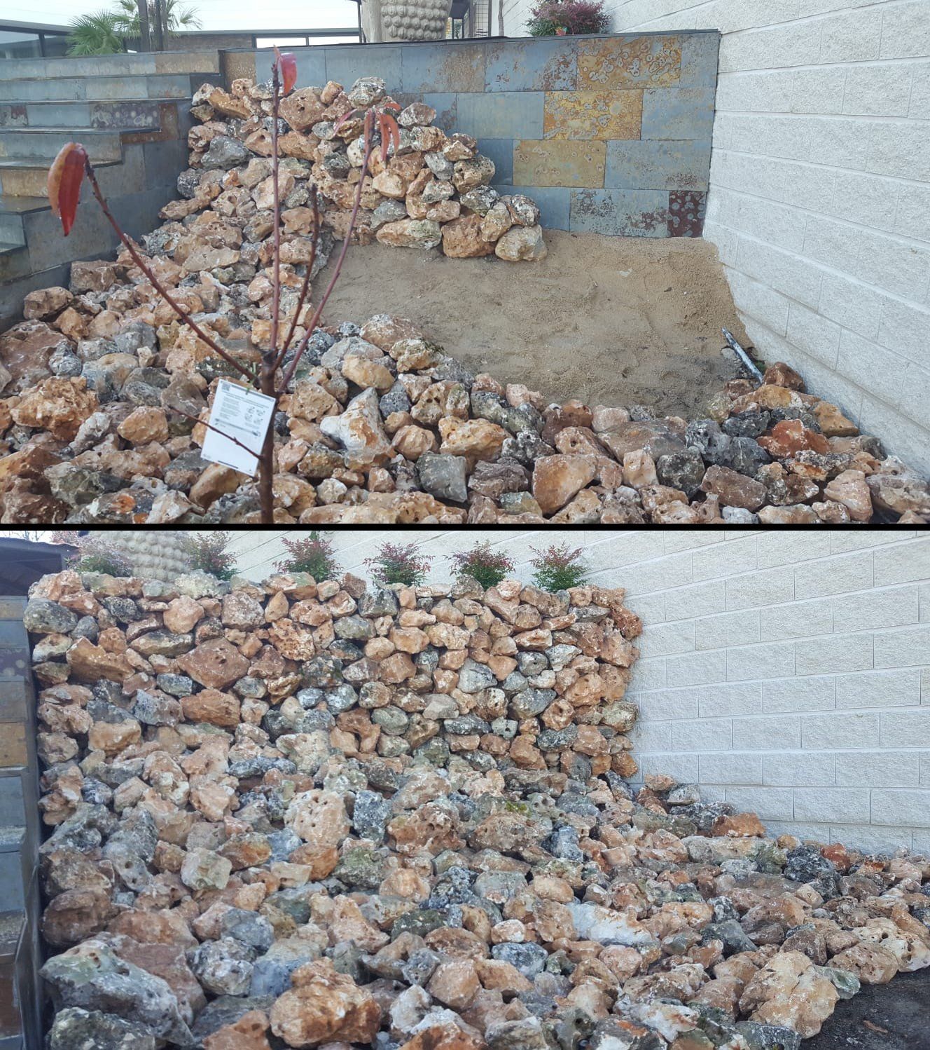 construccion muro pared en rocalla