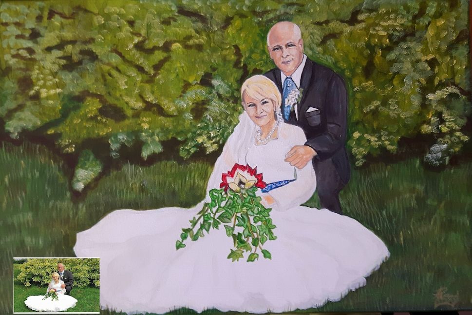 Porträt/Hochzeit nach Fotografie
50 x 60 cm Acryl auf Leinwand
150,00 euro