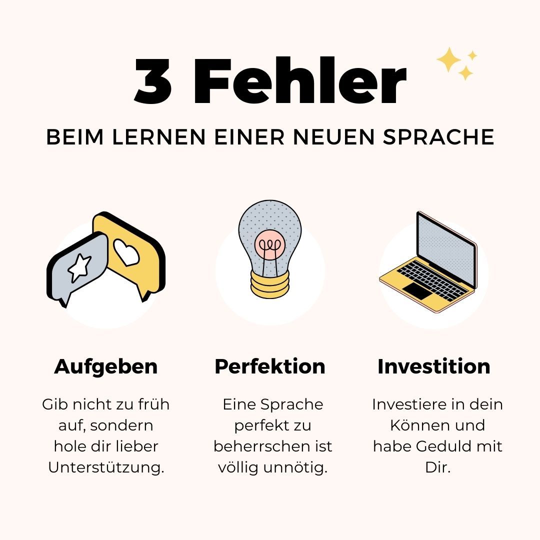 Impression von 3 Fehlern beim Sprachenlernen: Aufgeben, Perfektionismus, Investition