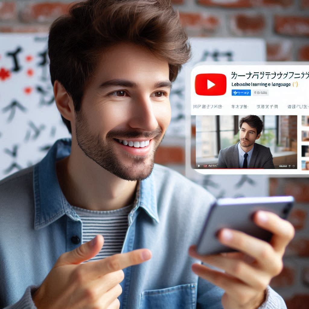 Person lernt eine Sprache durch YouTube-Videos