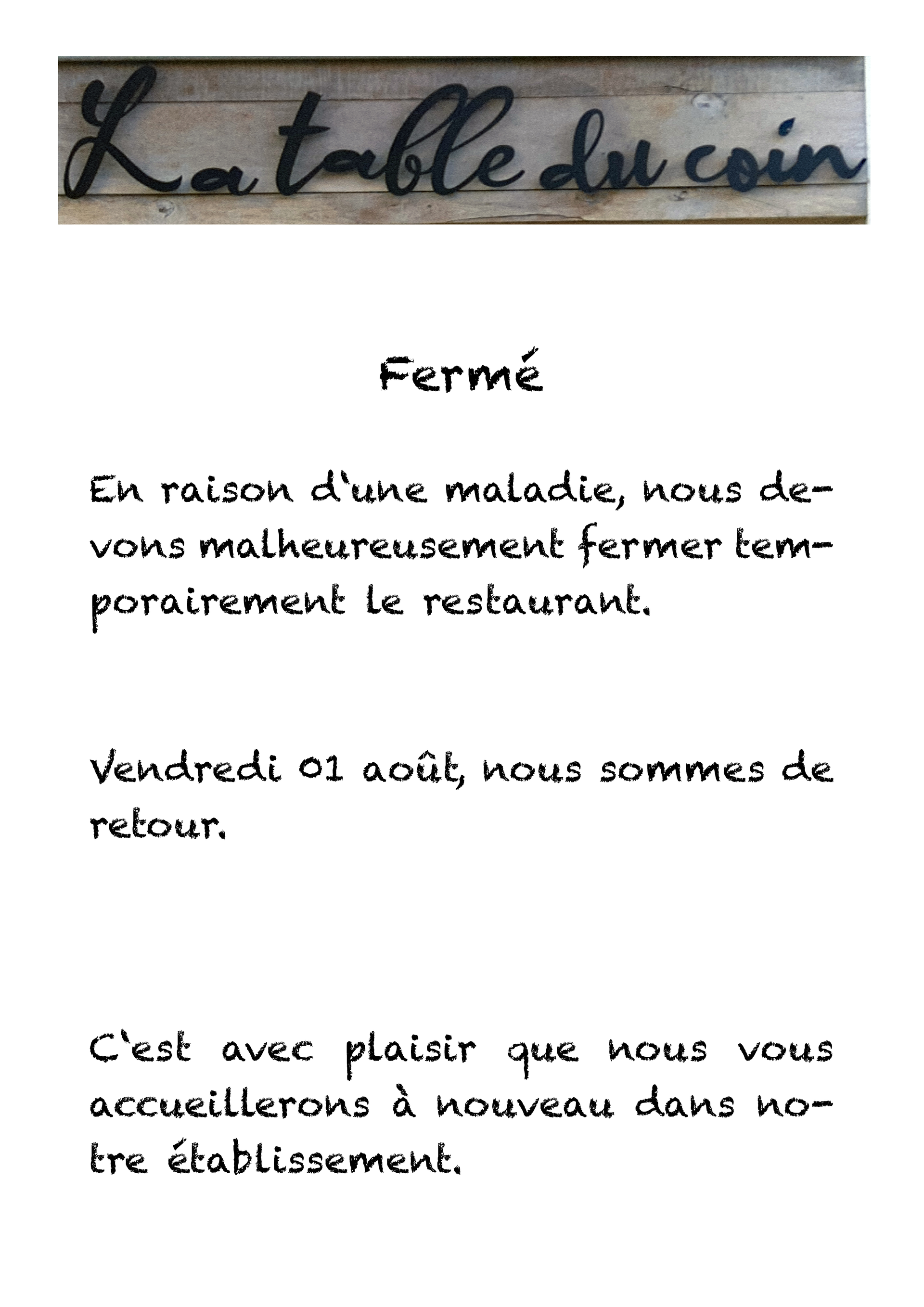 la table du coin