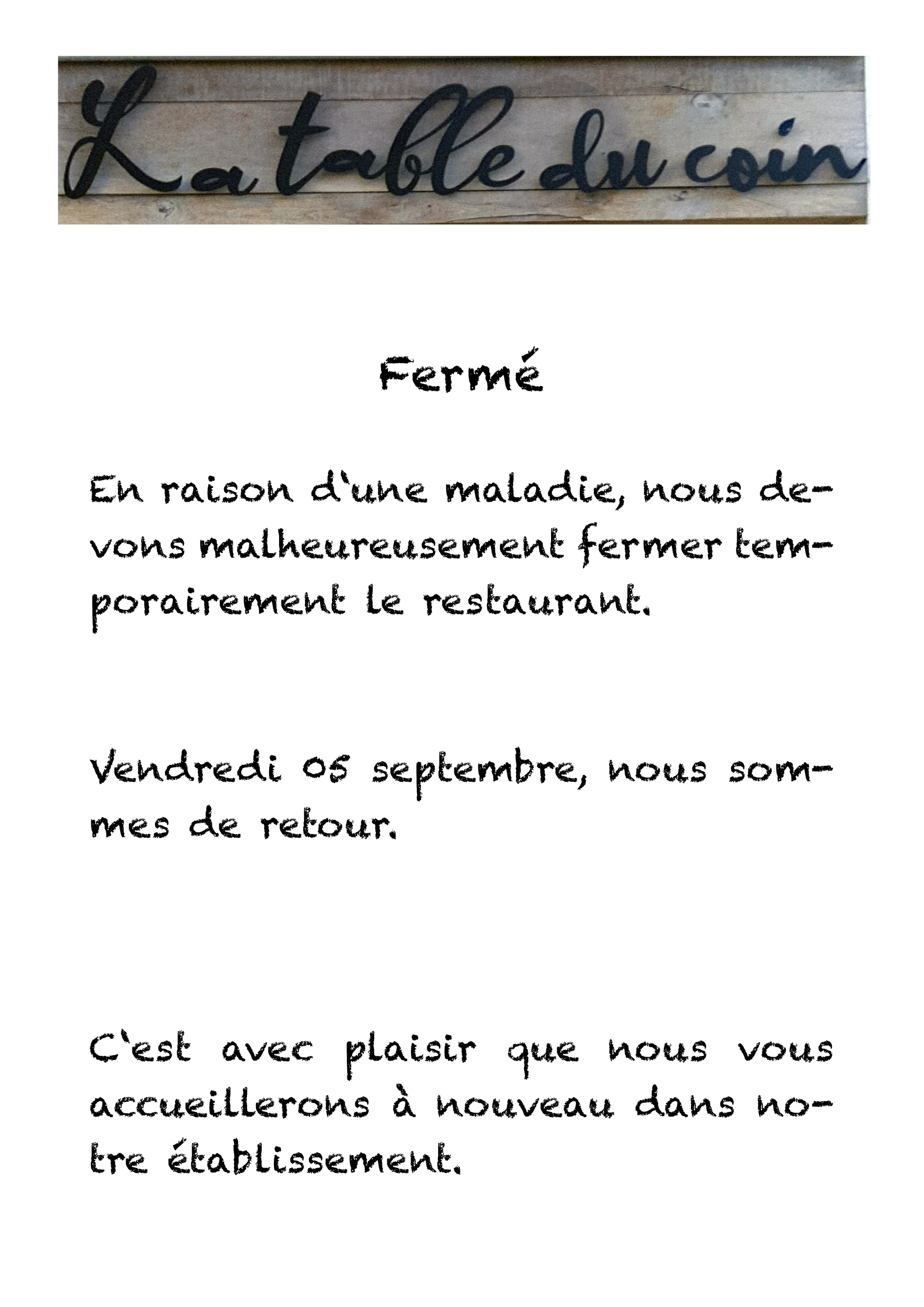 la table du coin