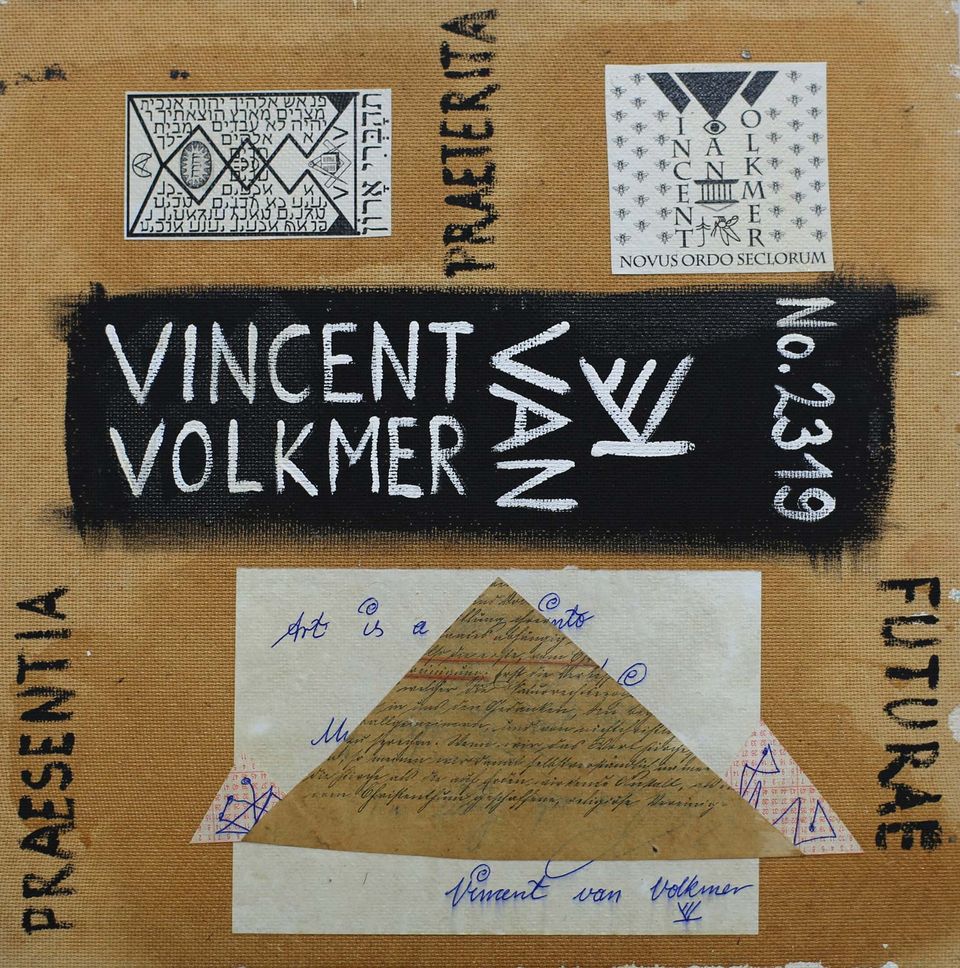 Foto oben: Rückseite des Gemäldes mit dem Titel: „2319“ von Vincent van Volkmer aus dem Jahr 1991.